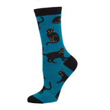Ladies Bamboo Black Cat Socks