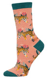 Ladies Bamboo Tiger Floral Socks