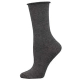 Ladies Bamboo Solid Roll Top Socks