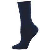 Ladies Bamboo Solid Roll Top Socks