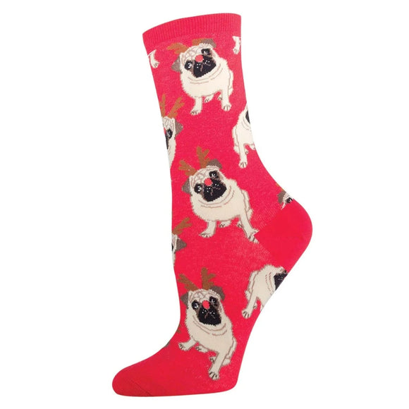 Ladies Antler Pug Socks