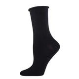 Ladies Bamboo Solid Roll Top Socks