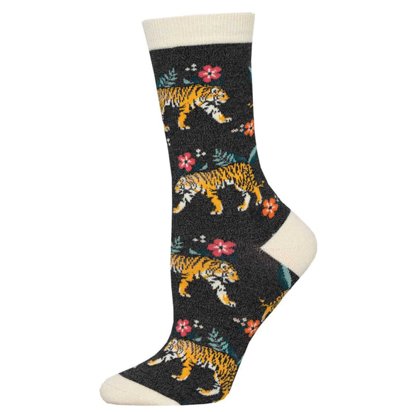 Ladies Bamboo Tiger Floral Socks