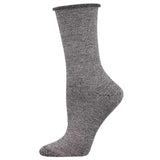 Ladies Bamboo Solid Roll Top Socks