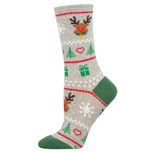 Ladies Reindeer Fair Isle Socks