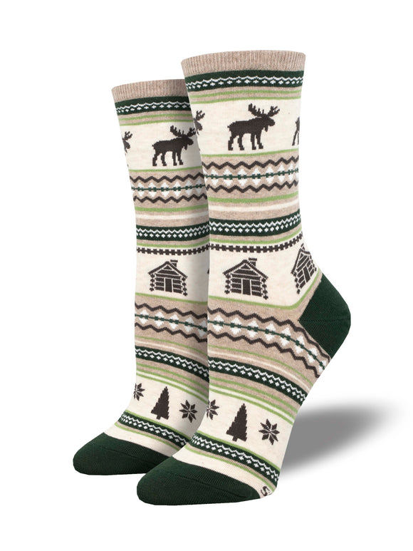 Ladies Moose Fair Isle Socks