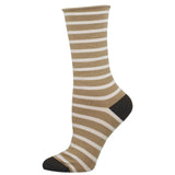 Ladies Bamboo Sailor Stripe Roll Top Socks