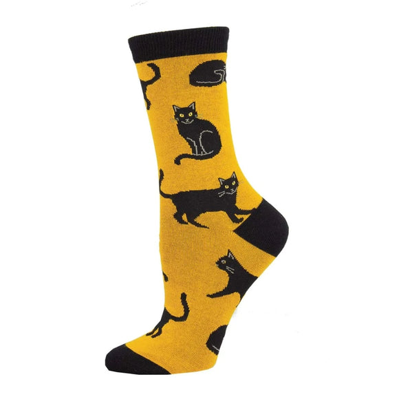 Ladies Bamboo Black Cat Socks