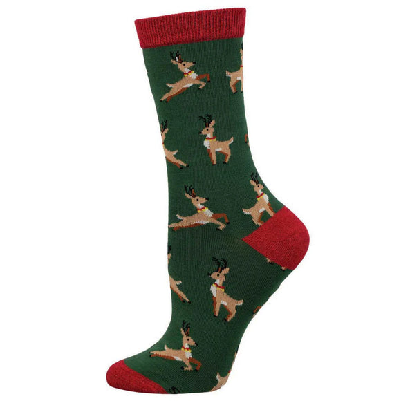 Ladies Bamboo Leaping Reindeer Socks