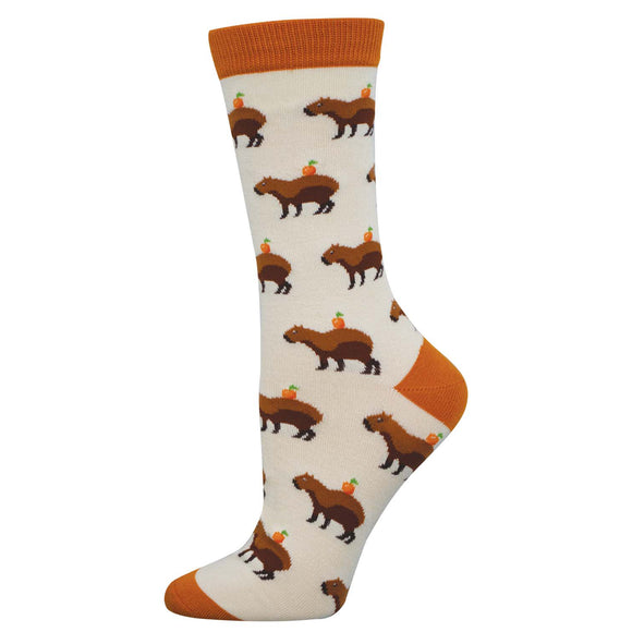 Ladies Bamboo Capybara Orange Socks