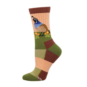 Ladies Compass Wool Quail And Poppies Socks