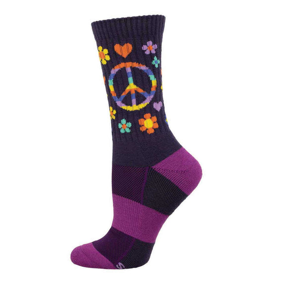 Ladies Compass Wool Peace, Love, And Flower Power Socks