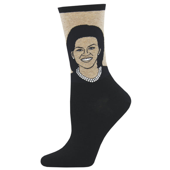 Ladies Michelle Obama Portrait Socks