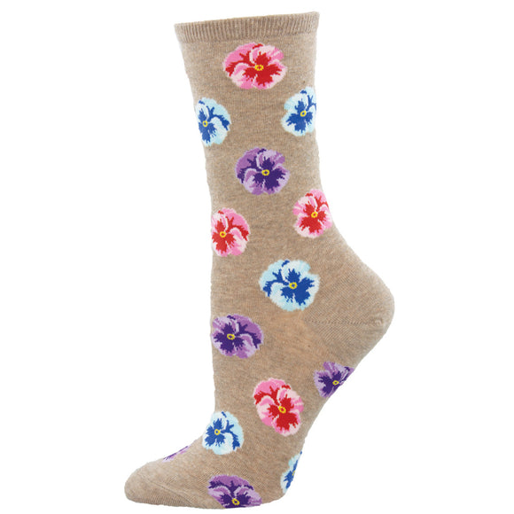 Ladies Blooming Pansies Socks