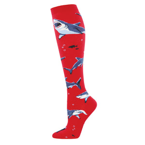 Ladies Shark Chums Knee High Socks