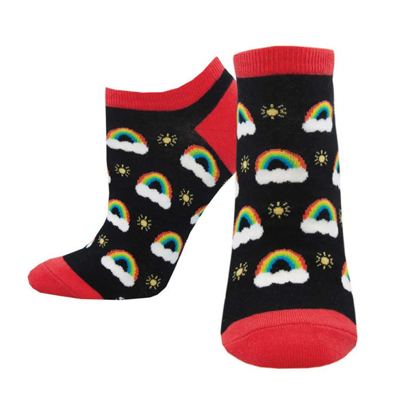 Ladies Sunshine And Rainbows Ped Socks
