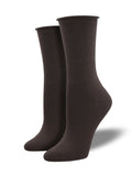 Ladies Bamboo Solid Roll Top Socks